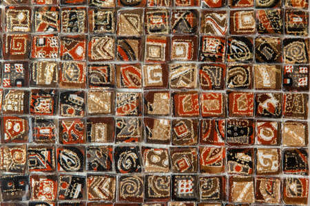 The Colorful vintage ceramic tiles wall decoration with ornament