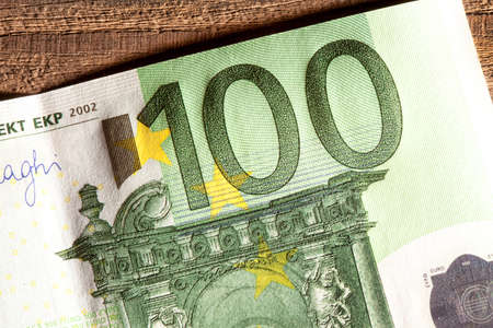 Close up macro detail of euro money banknotes