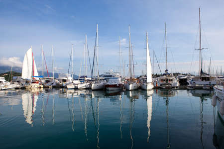 yachts at marina in Greeceの写真素材