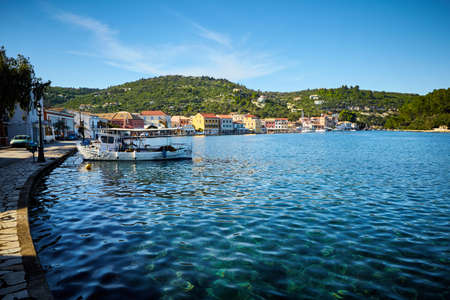 Gaios port at Paxos island in Greece. Ionian seaの写真素材