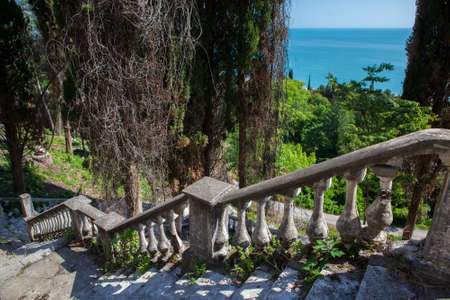 Architecture stone stair down to the seaの写真素材