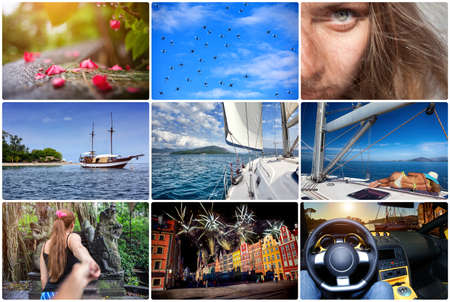 Collage of travel photos from different cities of the Europeの写真素材