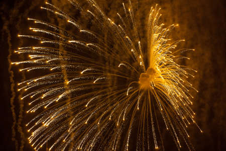 fireworks explosions in the night sky. Close-up.の写真素材