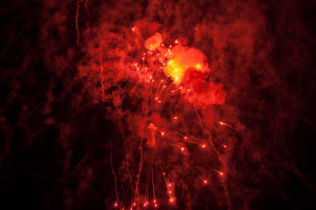 fireworks explosions in the night sky. Close-up. Holiday conceptの写真素材