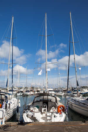 Sailing yachts moored in a bay