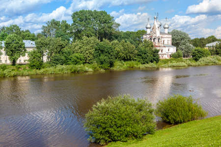 small Orthodox Church in a green Parkの写真素材