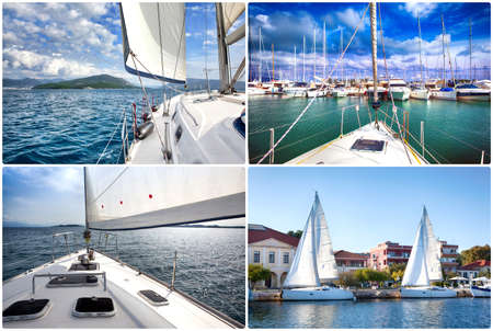 Yacht collage.Sailboat.Yachting conceptの写真素材