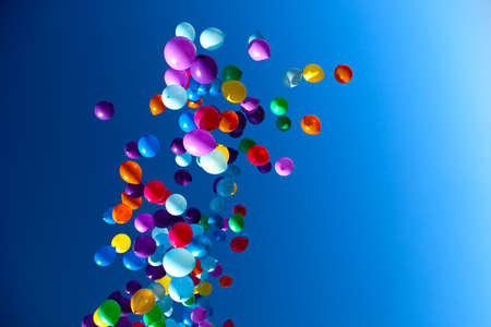 colorful balloons on a blue sky background.high resolutionの写真素材