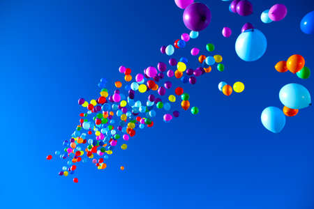 colorful balloons on a blue sky background.high resolutionの写真素材
