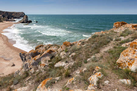 View from the cliff to the Indian ocean beautifull ocean view. Indonesiaの写真素材