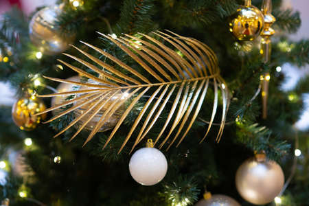 Christmas tree. Bright composition of decorationsの写真素材