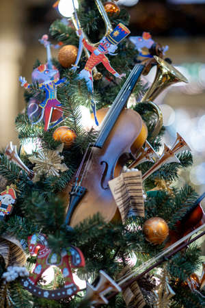 Christmas tree. Bright composition of decorationsの写真素材