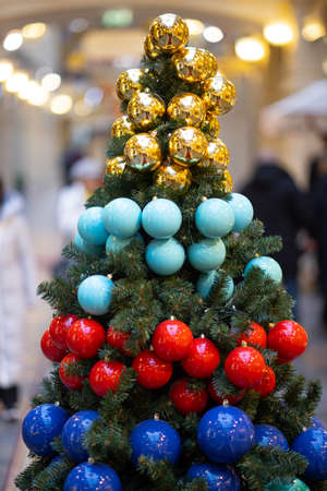 Christmas tree. Bright composition of decorationsの写真素材