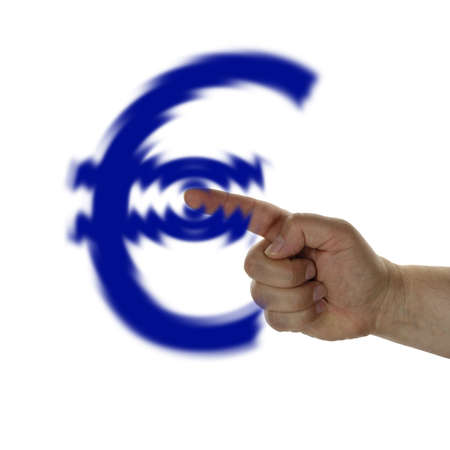 A finger can be a Euro symbol make waves.の写真素材