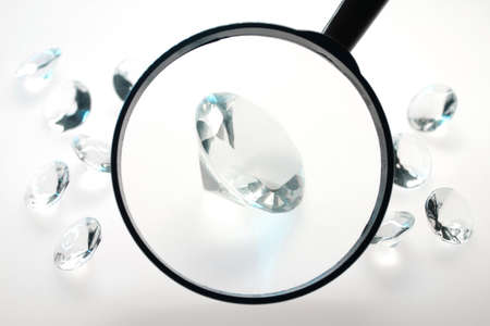 With a magnifying glass can be artificial diamonds often recognize.の写真素材