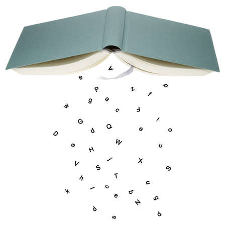 The letters from the book flying through the air の写真素材