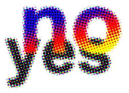 The words Yes and No are shown rasterized on a white background の写真素材