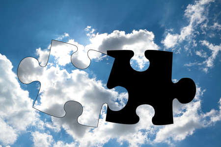 In a cloud lacks a matching parts of the puzzle の写真素材