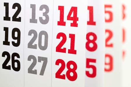Days, weeks and months are clearly arranged on calendar sheets の写真素材