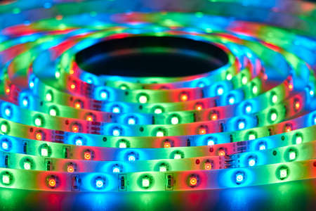 LED strip with red, green and blue LEDs の写真素材