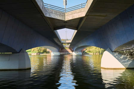 Bridge over the Lake Aa at Mnster in Germany.の写真素材