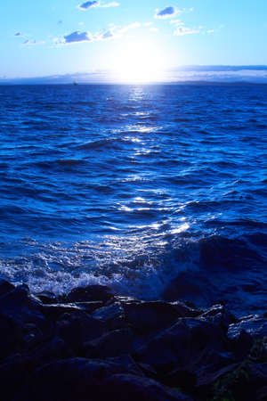 The sun sets over Lake Constance.の写真素材