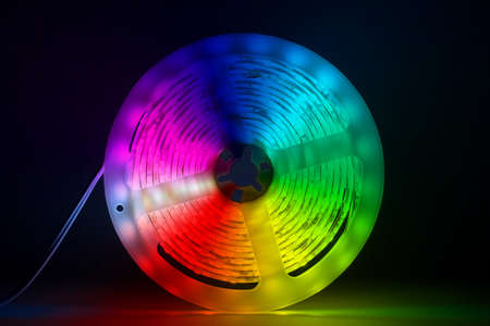 Three-meter-long strip light with light-emitting light-emitting diodes.の写真素材