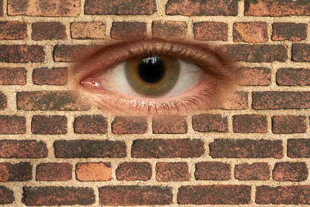 Pattern image of brick wall on side of house.の写真素材