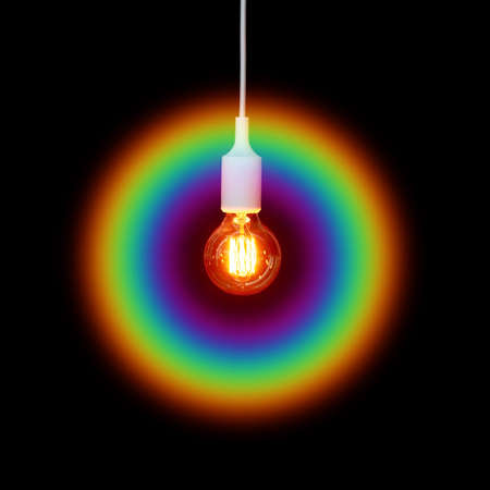 A particularly bright lamp against a dark background.の写真素材