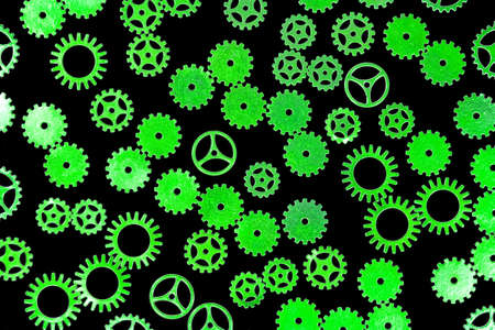 Several gears mesh with each other with their teeth.の写真素材