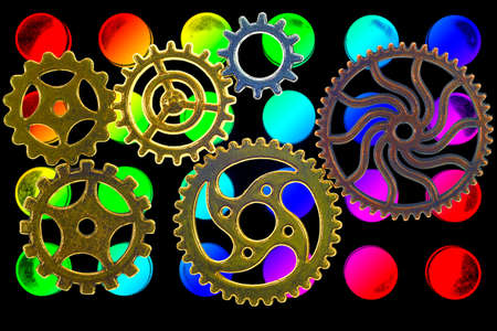 A gear made of gears meshing with their teeth.