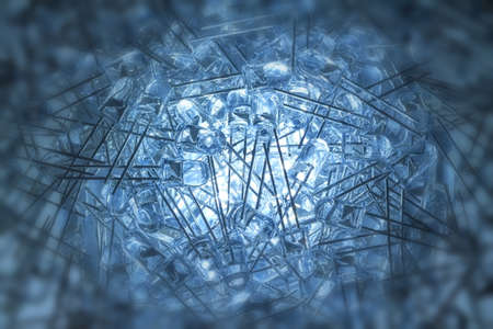 About 200 new light-emitting diodes lie on top of each other on a heap.の写真素材