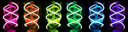 Light-emitting diodes constructed as filament emit bright light.の写真素材