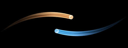 The moon moves with a long tail on a circular orbit.