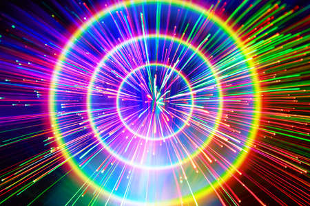 Abstract light tracks created with light from light emitting diodes.