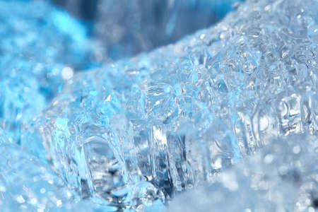 Water has frozen into small ice crystals that lie on top of each other.の写真素材