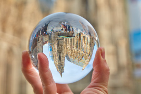 The city of Vienna seen through a glass ball.の写真素材
