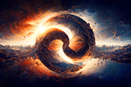 Fantastic symbol image with a representation for infinity.の素材