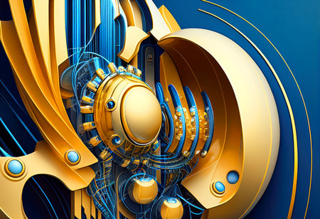 A device from the future designed in the colors gold and blue.の素材