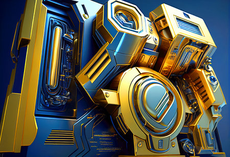 A device from the future designed in the colors gold and blue.の素材