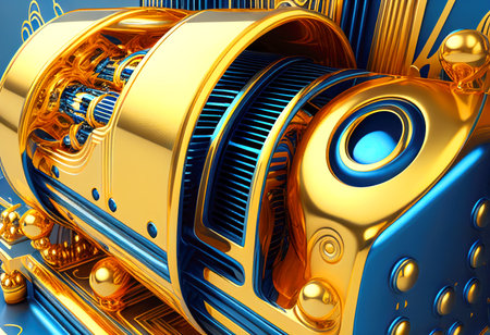 A device from the future designed in the colors gold and blue.の素材