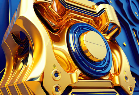 A device from the future designed in the colors gold and blue.の素材