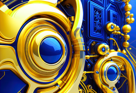 A device from the future designed in the colors gold and blue.の素材