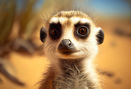 A single alert meerkat watches his surroundings.の素材