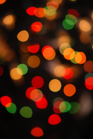 Christmas tree lights out of focusの写真素材
