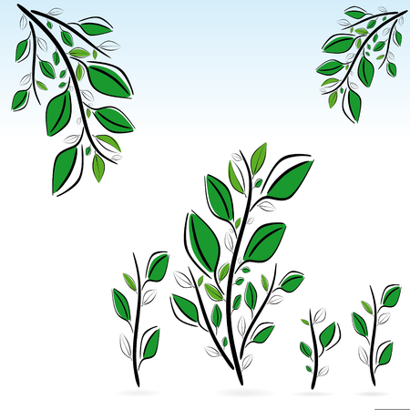 Decorative abstract floral background with green plantのイラスト素材