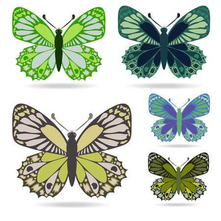 Set of green butterflies.のイラスト素材