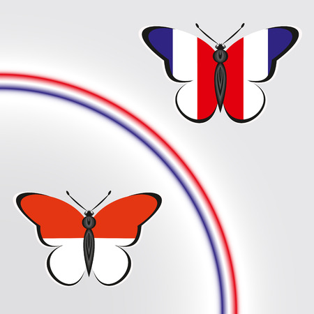 Butterflies with the flag of France and Monacoのイラスト素材