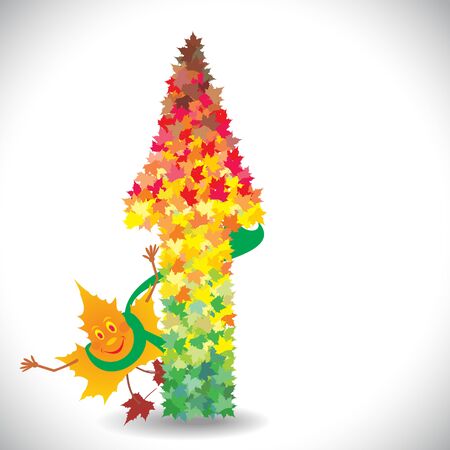 Autumn leaf with an arrow from autumn leaves.のイラスト素材