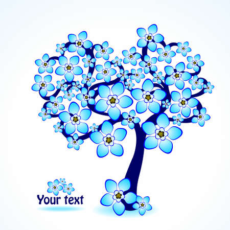 Beautiful background with abstract tree and flowersのイラスト素材